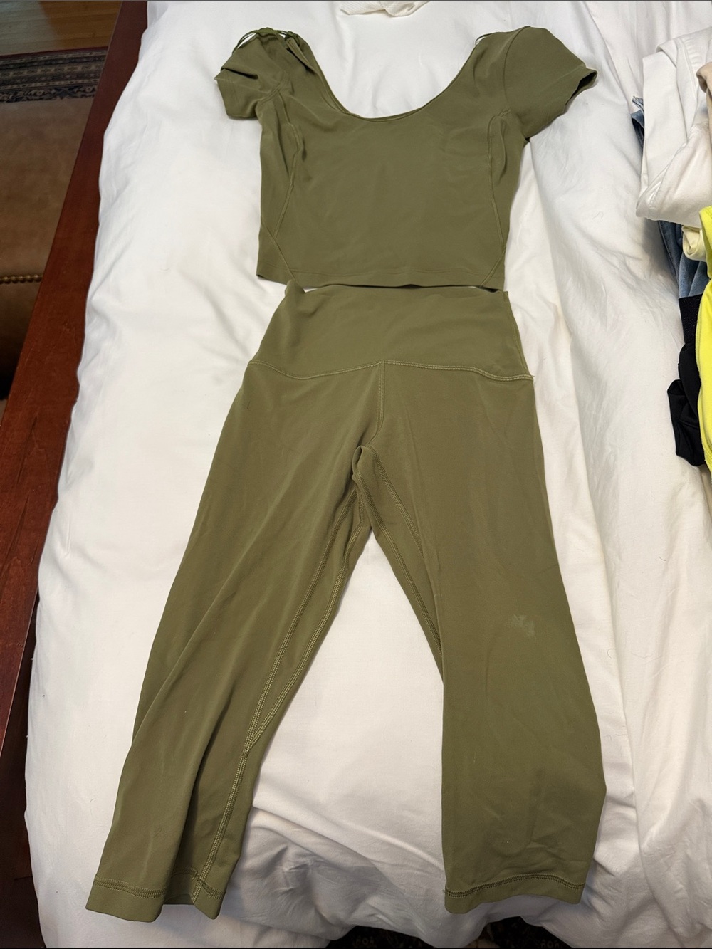 lululemon athletica Olive Green Crop Tee & High-Waist Leggings Set